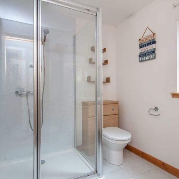 Shower room in The Hive holiday apartment, Dornoch