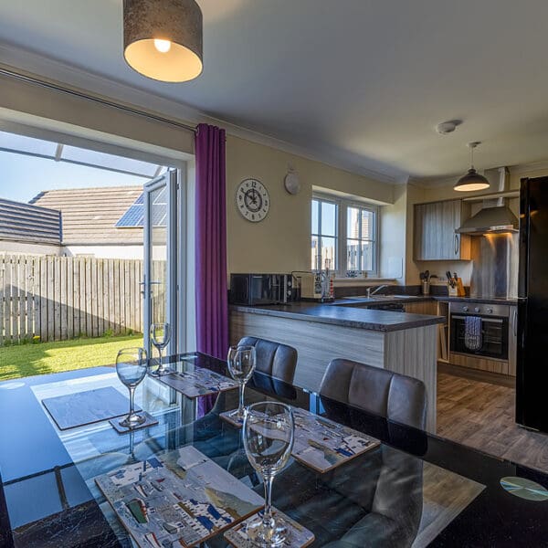 Dining area with patio doors, 18 Janet Horne Sq Dornoch