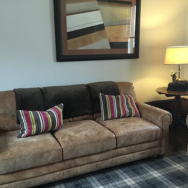 Sofa in living room of Rosslyn Villa, Castle Street, Dornoch