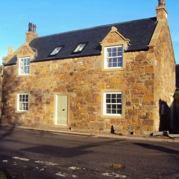 Front exterior of Frazier Cottage on Argyle Street, Dornoch