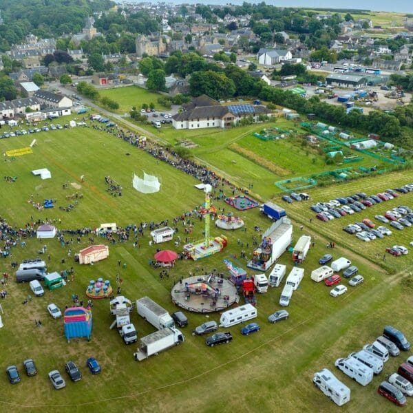 Aerial view of Dornoch Highland Games