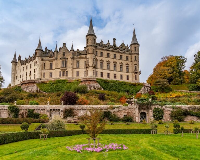 Exterior of Scottish Castle and gardens, Dunrobin Castle Golspie