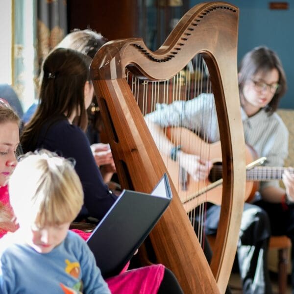 Families listening to ceilidh band, Links House Hotel Dornoch