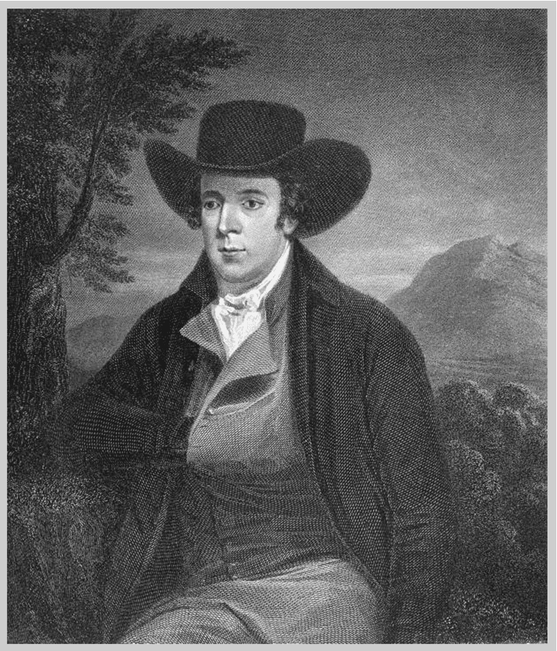 Black and white portrait of Robert Burns