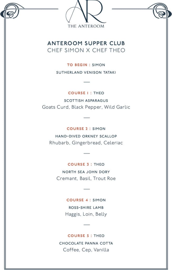 Spring Supper Club menu