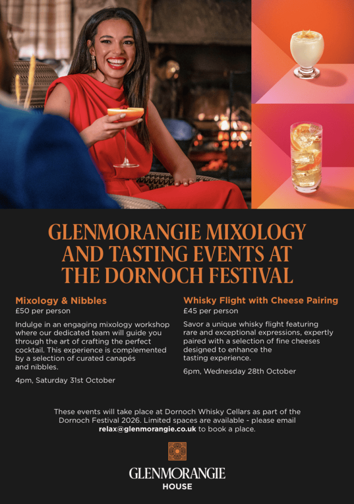 A poster advertising Glenmorangie events during the Dornoch Autumn Festival